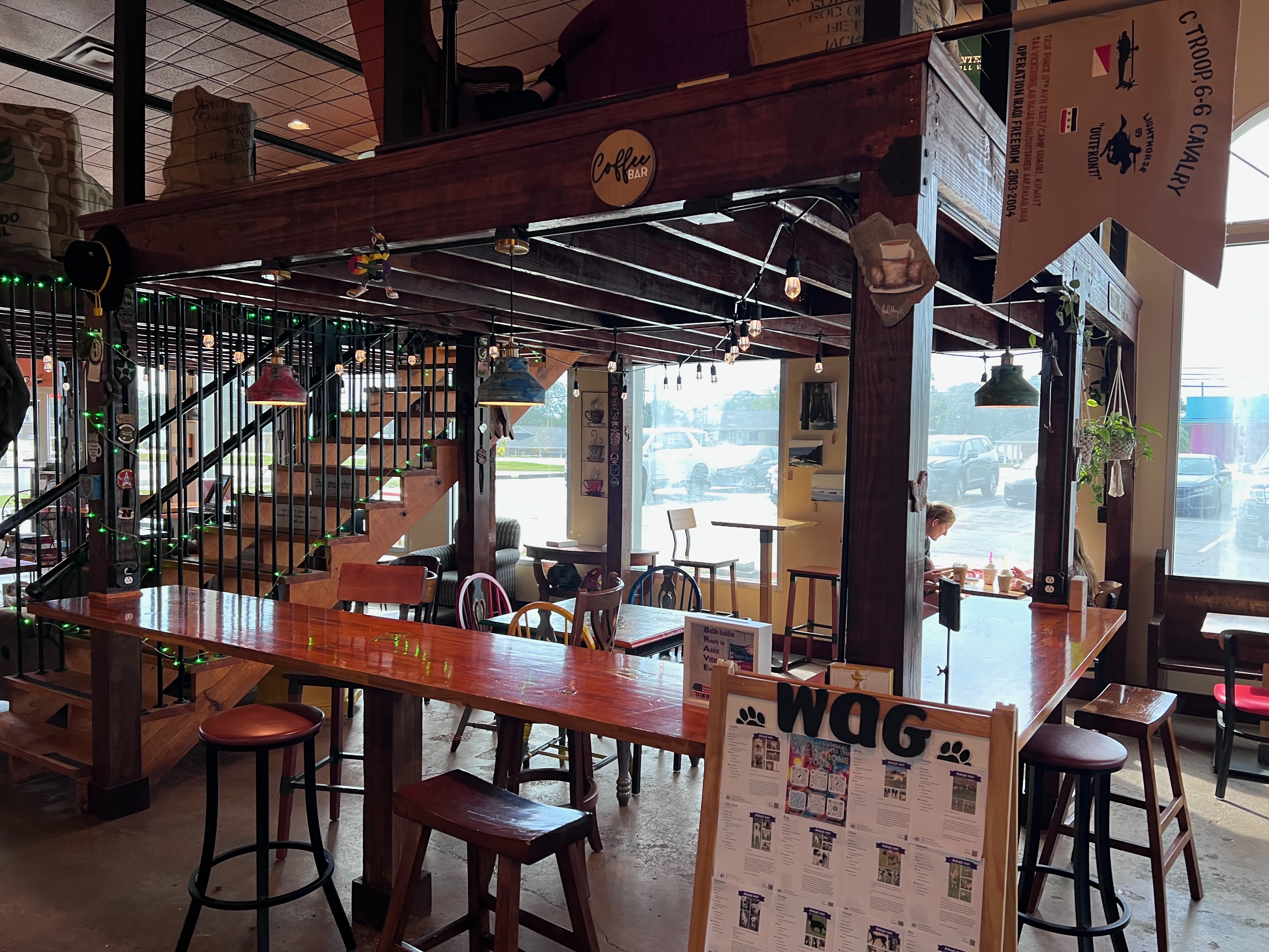 Bar and stools, view 1